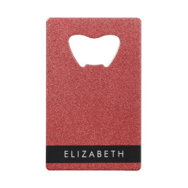 Roter Glitzer, Hintergrund des Glitzer, Ihr Name Geldbeutel Flaschenöffner