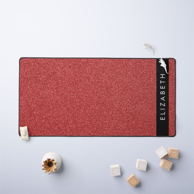 Roter Glitzer, Hintergrund des Glitzer, Ihr Name Schreibtischunterlage (Kindertisch)