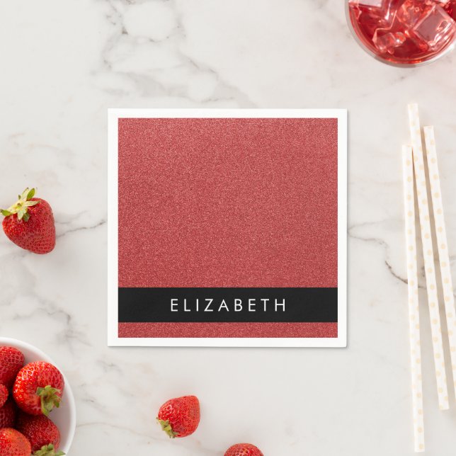 Roter Glitzer, Hintergrund des Glitzer, Ihr Name Serviette (Beispiel)
