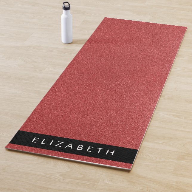 Roter Glitzer, Hintergrund des Glitzer, Ihr Name Yogamatte (Beispiel)