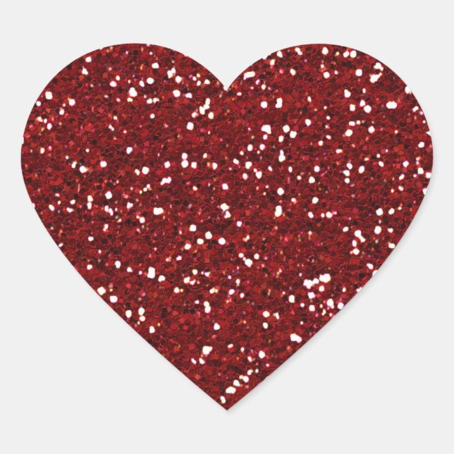 Roter Glitzer (Imitate) Herz-Aufkleber (Vorderseite)