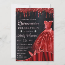 Roter Glitzer in Aquarellfarbe Kleid Quinceanera