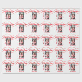 Roter Glitzer Kinderfamilie Foto Name der Feiertag Geschenkpapier