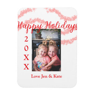 Roter Glitzer Kinderfamilie Foto Name der Feiertag Magnet