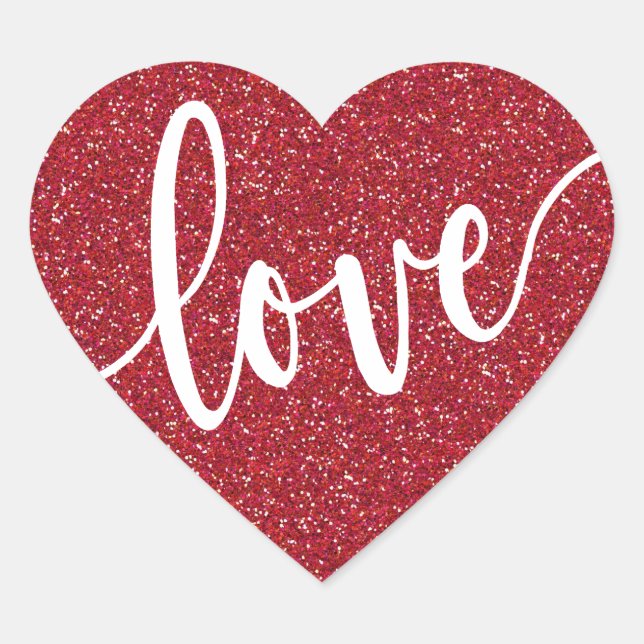 Roter Glitzer Liebe Herz | Valentine Herz-Aufkleber (Vorderseite)