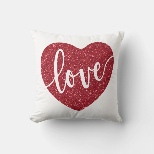 Roter Glitzer Liebe Herz | Valentine Kissen (Vorderseite)
