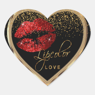 Roter Glitzer Lipcolor-Liebe Herz-Aufkleber