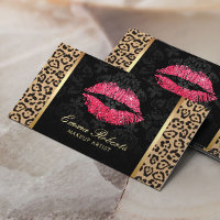 Roter Glitzer Lips Leopard Damask Makeup Artist