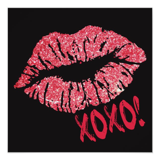 Roter Glitzer Lips XOXO Poster (Vorderseite)