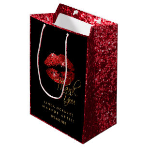 Roter Glitzer Lipstick und Rote Textur - Vielen Da Mittlere Geschenktüte
