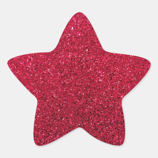 Roter Glitzer-Look Stern-Aufkleber (Vorderseite)