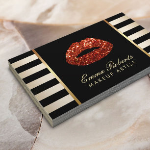 Roter Glitzer Makeup Artist Rote Streifen Visitenkarte