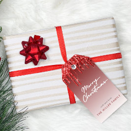 Roter Glitzer Moderne Typografie Elegant Minimalis Geschenkanhänger