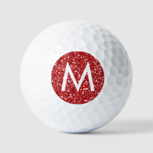 Roter Glitzer Moderner anfänglicher Mit Monogramm Golfball
