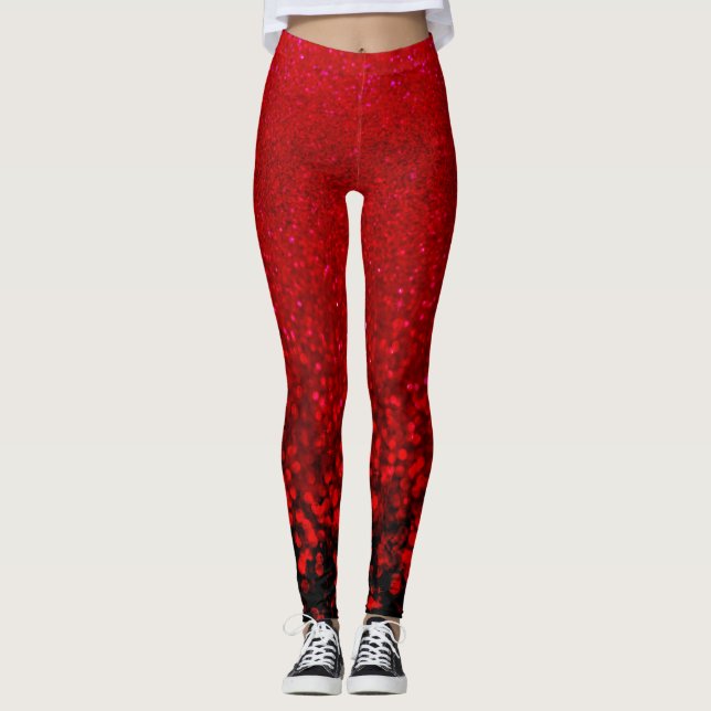 Roter Glitzer Ombre Leggings (Vorderseite)