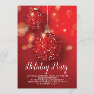 Roter Glitzer Ornament Feiertag Einladung