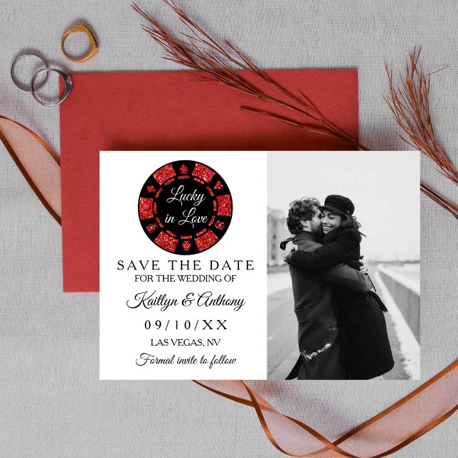 Roter Glitzer Poker Chip Casino Hochzeitsreise Fot Save The Date (Von Creator hochgeladen)