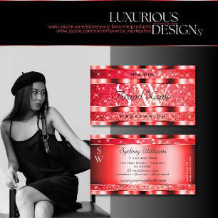 Roter Glitzer Ruby Roter Blick Sterne Initialen Visitenkarte