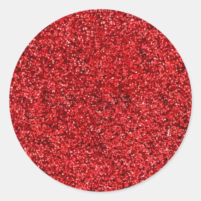 Roter Glitzer Runder Aufkleber (Vorderseite)