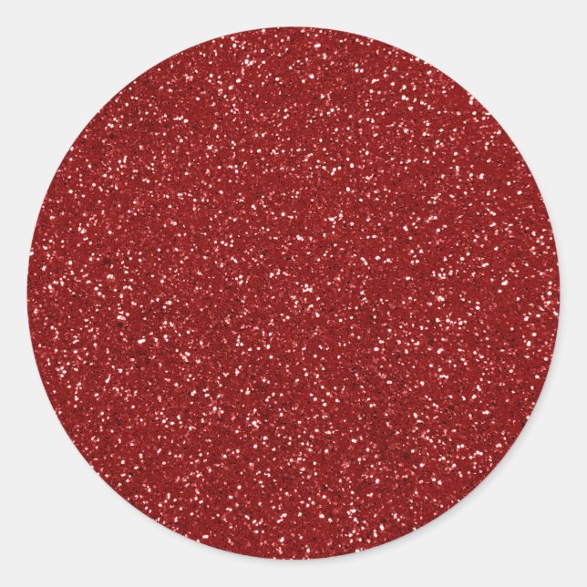 Roter Glitzer Runder Aufkleber (Vorderseite)