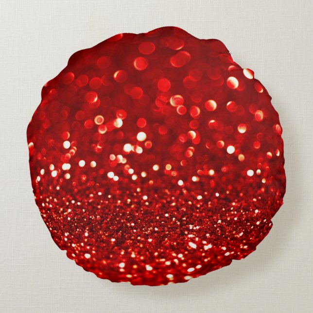 Roter Glitzer Rundwurfkissen Rundes Kissen (Rückseite)