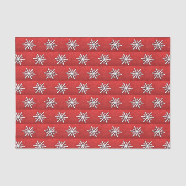 Roter Glitzer Snowflake Seidenpapier (Vorderseite)