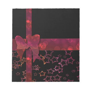 Roter Glitzer und schwarze Sterne Notizblock