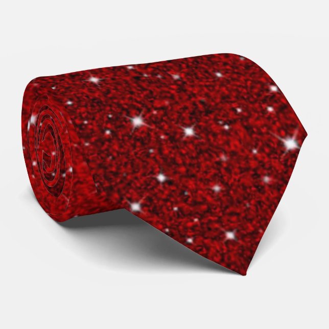 Roter Glitzer und Sterne Ristorante La Lanchetta Krawatte (Gerollt)