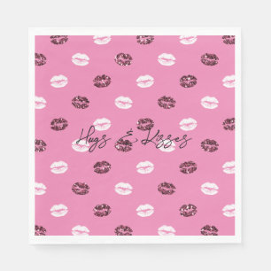 Roter Glitzer Weiße Küsse Lippen Serviette