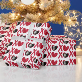 Roter Glitzer XOXO Foto Valentinstag Geschenkpapier