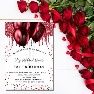 Roter Glitzer zum Geburtstag Einladung