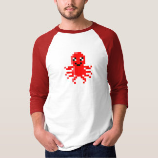 Roter glücklicher Pixel-Tintenfisch T-Shirt