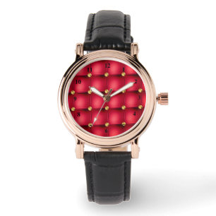Roter Gold-Diamant-Tufted-Uhr Armbanduhr