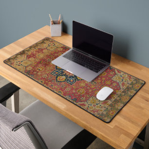 Roter Gold Kashan Teppich Perser Asiatisch Schreibtischunterlage