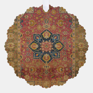 Roter Gold Kashan Teppich Persischer Asiatischer Ornament Karte