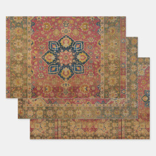 Roter Gold-Kashan-Teppich Persischer Asiatischer T Geschenkpapier Set