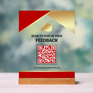 Roter Gold QR-Code Kundenfeedback Bewertung Acrylschild