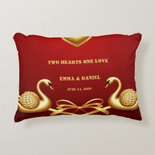 Roter Gold Schwan Hochzeitspaar Dekoration 💍 Dekokissen