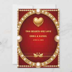 Roter Gold Schwan Hochzeitspaar Dekoration 💍 Einladung