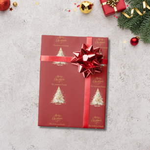 Roter Goldbaum Weihnachten Geschenkpapier