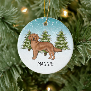 Roter Golden Retriever Hund Benutzerdefinierter Na Keramik Ornament