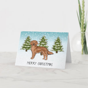 Roter Golden Retriever Hund Winter Frohe Weihnacht Karte