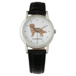 Roter Golden Retriever Niedlicher Hund mit Individ Armbanduhr