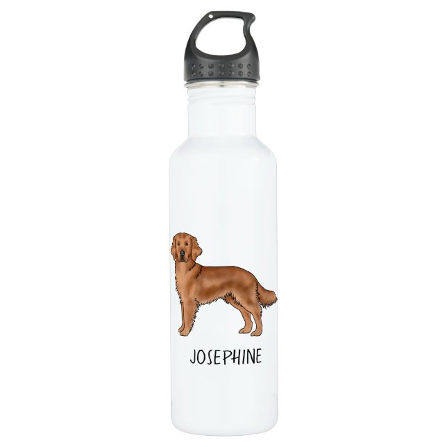 Roter Golden Retriever Niedlicher Hund mit Individ Edelstahlflasche (Vorderseite)