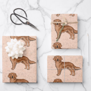 Roter Golden Retriever Süßes Cartoon-Hund-Muster Geschenkpapier Set