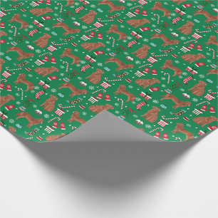 Roter Golden Retriever Weihnachten Zuckerrohre Grü Geschenkpapier
