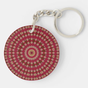 Roter Goldener Gelber Stern Mandala Schlüsselanhänger