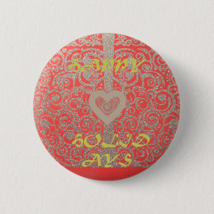 Roter & Goldener Herz Glitter: Luxuriöser Frohe We Button