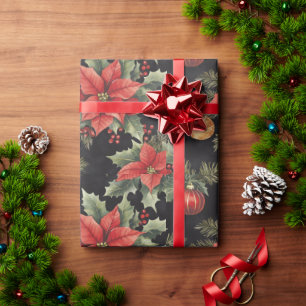 Roter, Goldener, Schwarzer Weihnachtsstern Weihnac Geschenkpapier