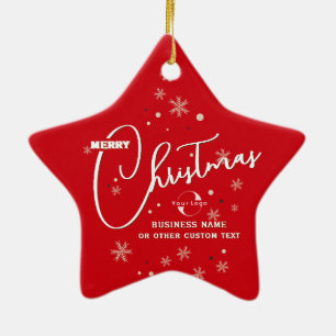 Roter Goldener Stern Unternehmenslogo Weihnachten Keramik Ornament